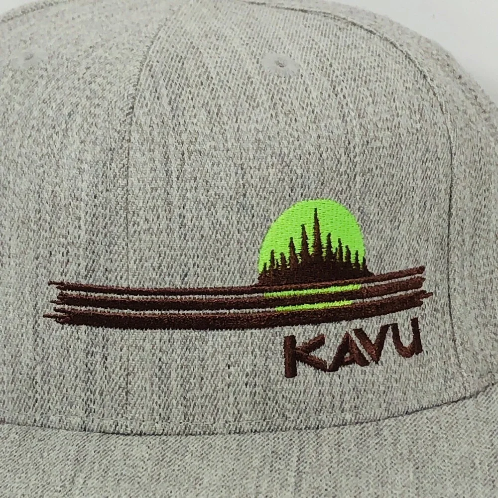 KAVU‎ Cap Hat Gray Brown Green 210 Fitted Flex Fit 6 7/8 - 7 1/4 Fast Shipping
